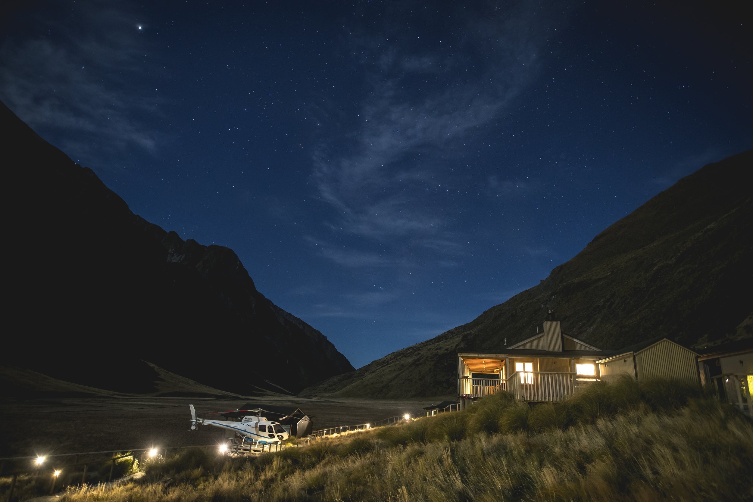 Minaret Station Luxury Lodge New Zealand Landscape Night